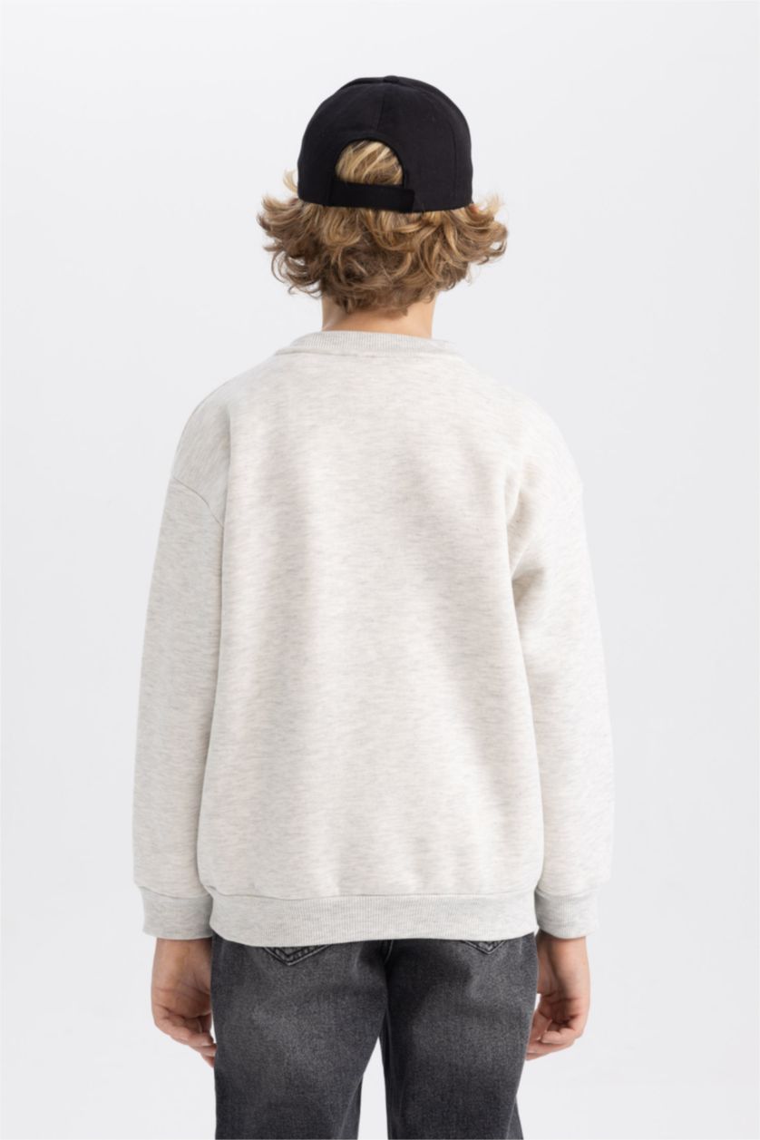 أولاد ميلانج رمادي فاتح سويت شيرت ولادي قصة عادية بياخة مستديرة