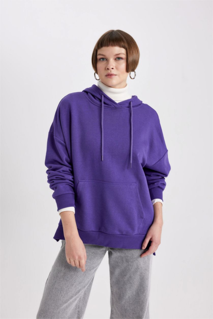 Kadın Mor Oversıze Sweatshirt