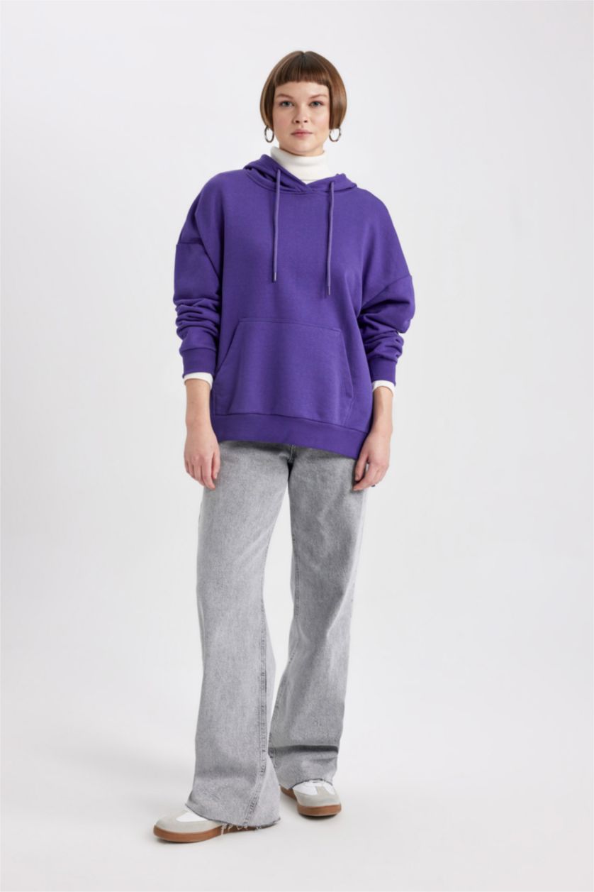 Kadın Mor Oversıze Sweatshirt
