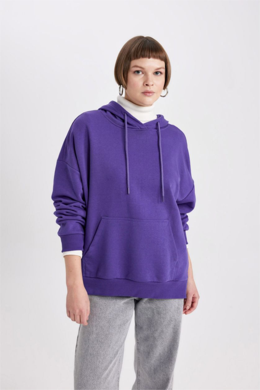 Kadın Mor Oversıze Sweatshirt