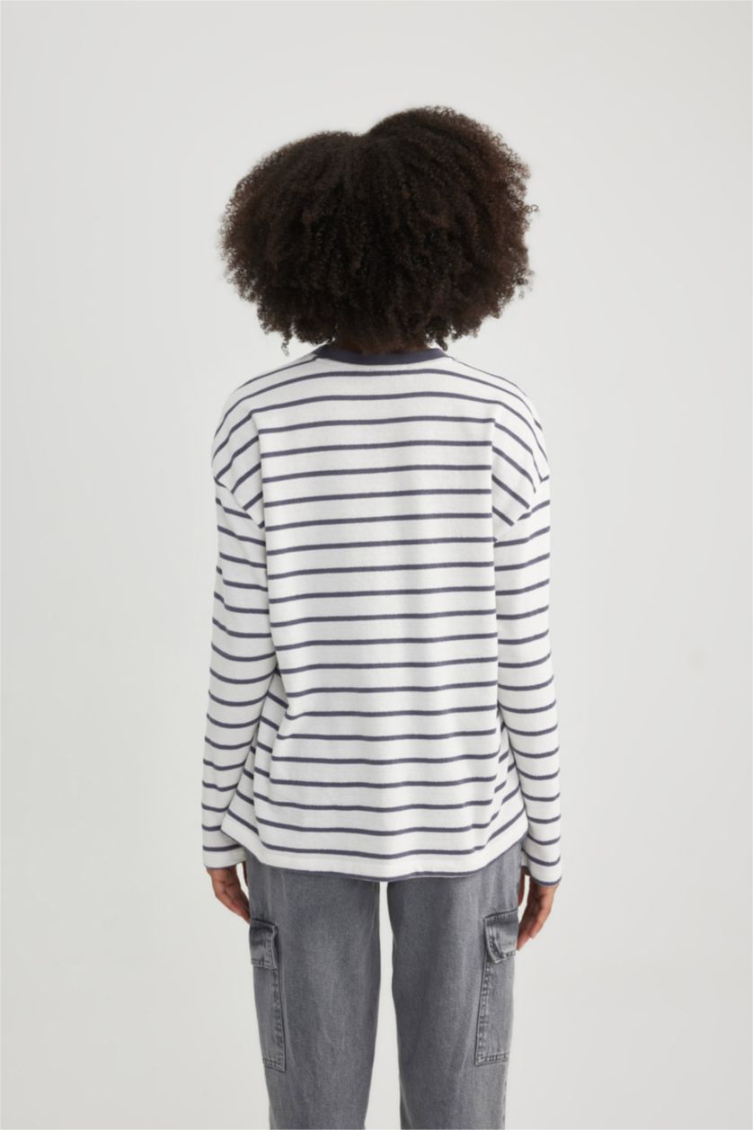 Woman Anthracite Crew Neck Long Sleeve T-Shirt