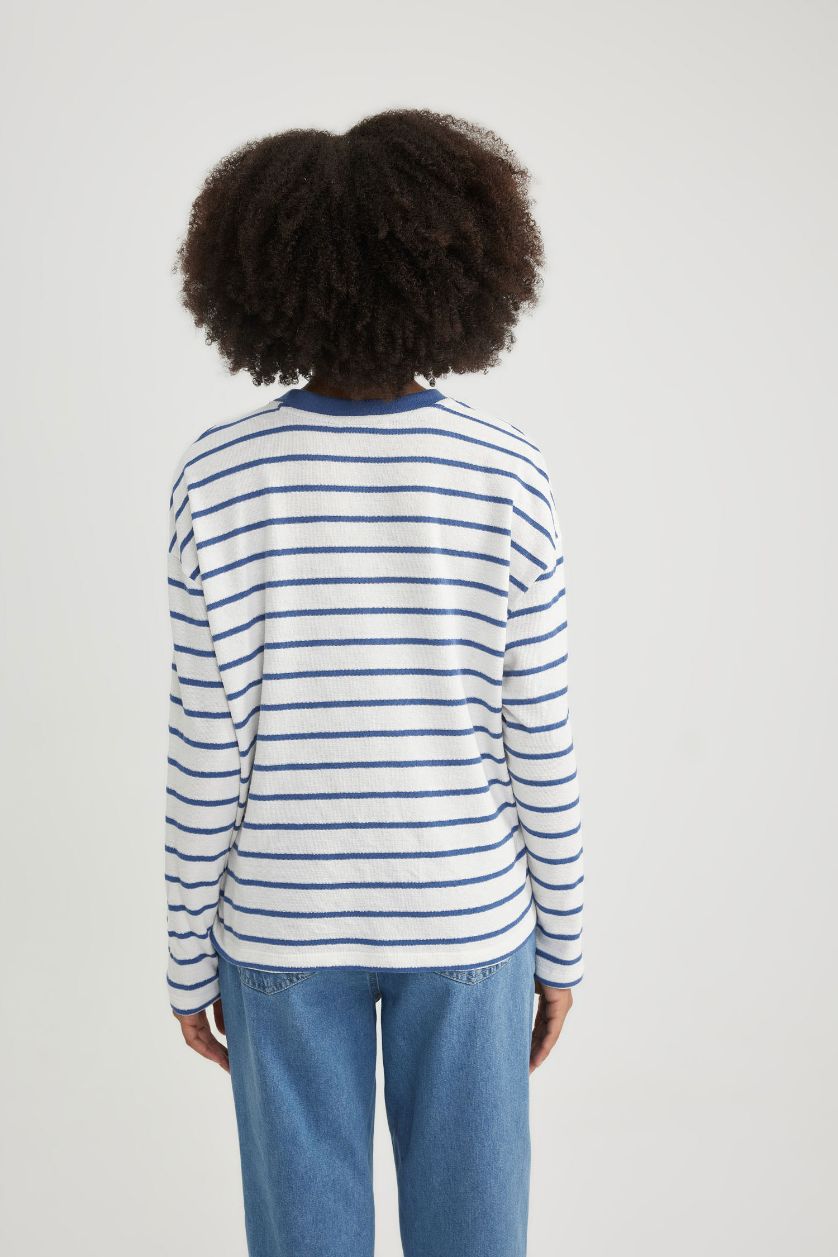 Kadın Royal Bisiklet Yaka Çizgili Uzun Kollu Tişört