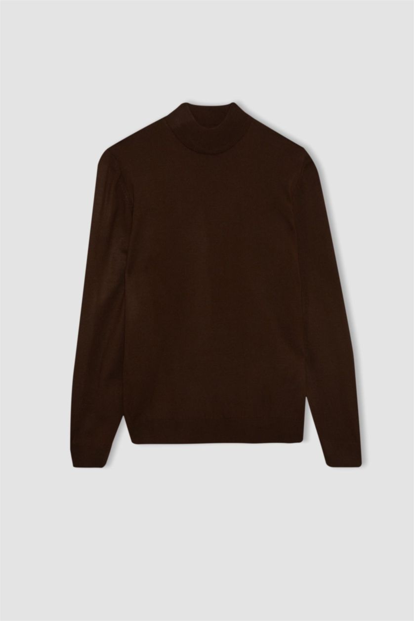 Man Dark Camel Slim Fit Pullover