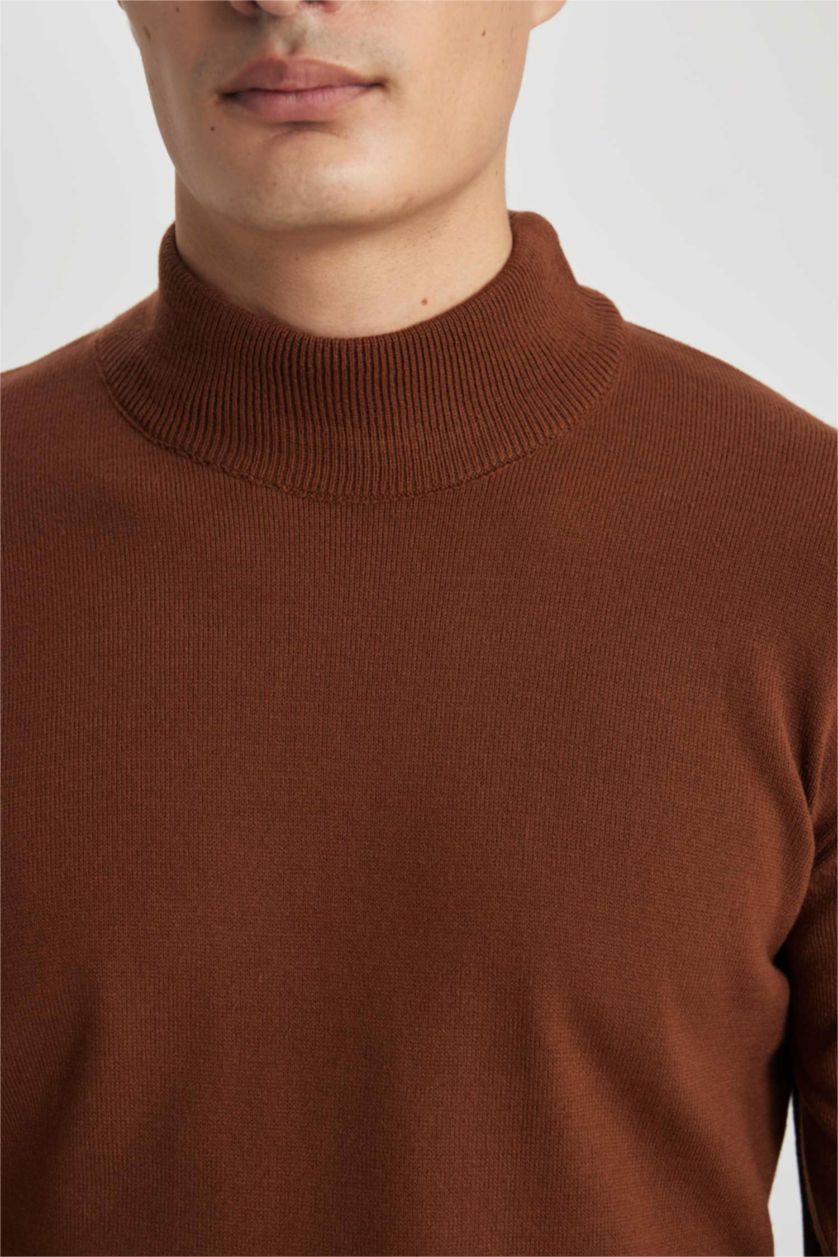 Erkek Camel Slım Fıt Kazak