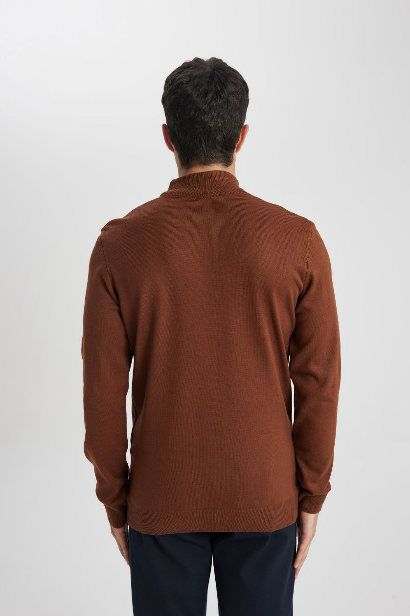 Erkek Camel Slım Fıt Kazak