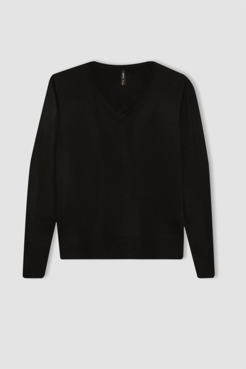 Women Black Regular Fit Knitwear Pullover