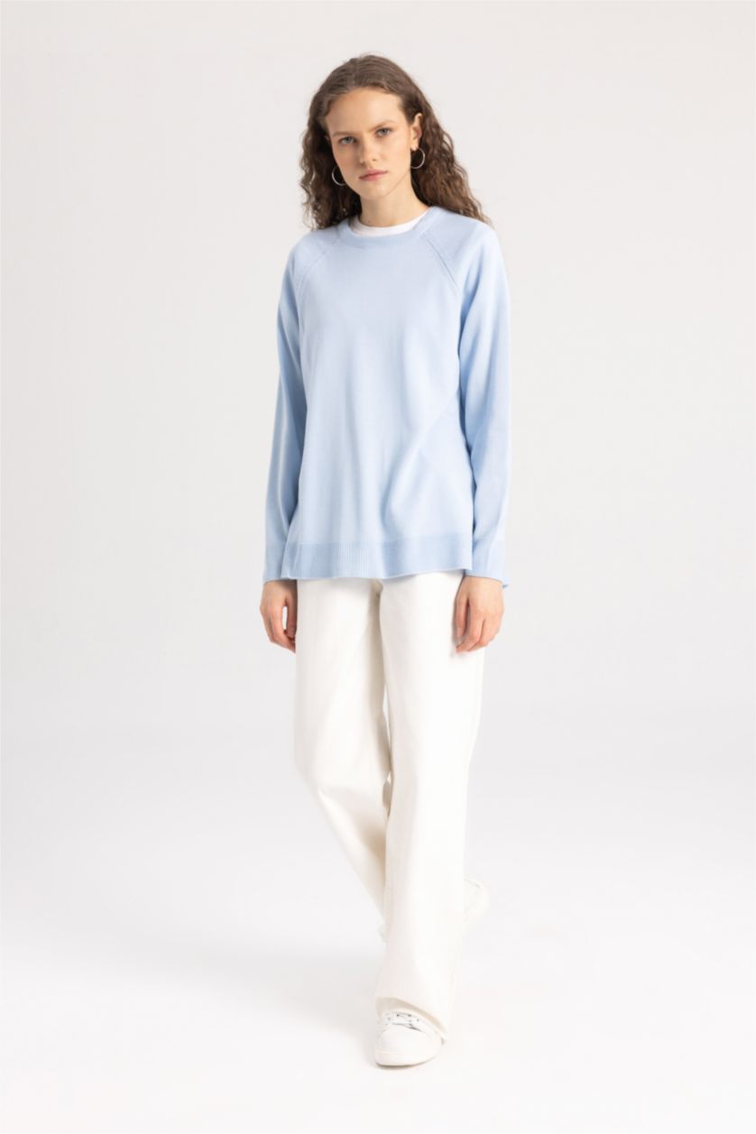 Woman Dark Blue Relax Fit Knitwear Pullover