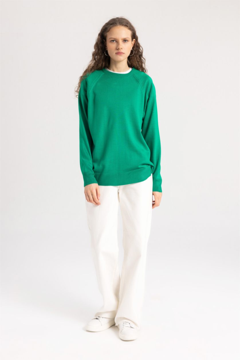 Women Green Relax Fit Knitwear Pullover