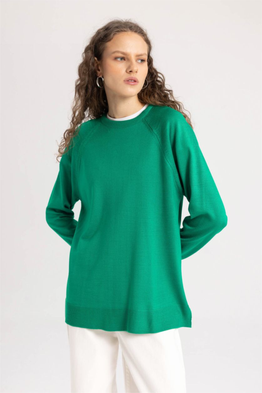 Women Green Relax Fit Knitwear Pullover