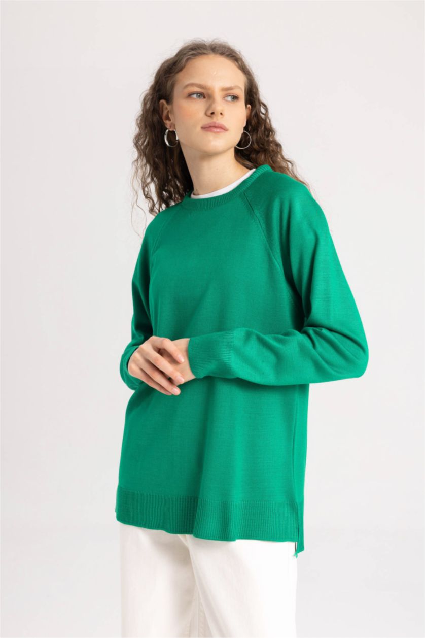 Women Green Relax Fit Knitwear Pullover
