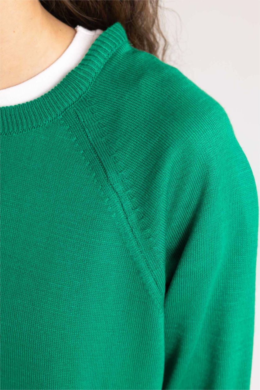 Women Green Relax Fit Knitwear Pullover