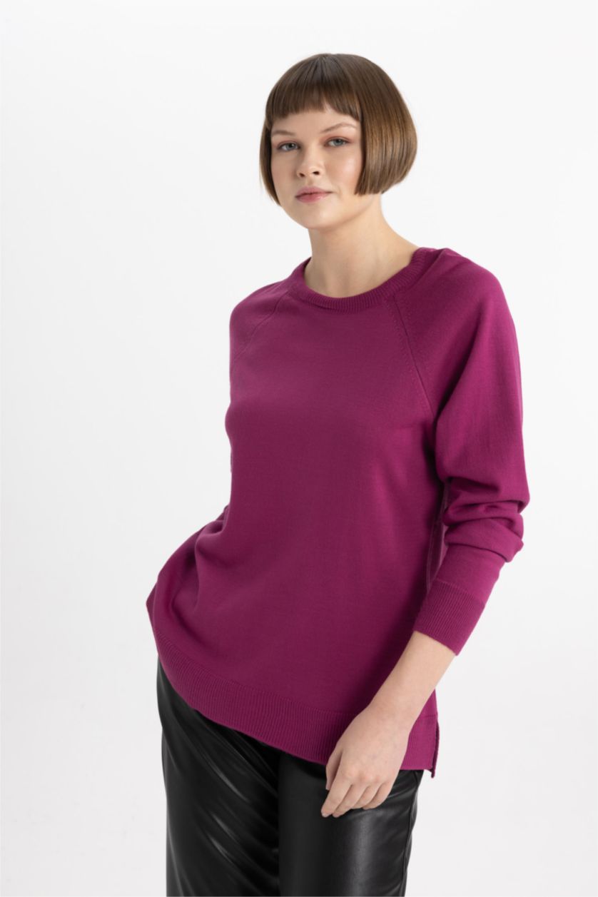 Woman Fushsia Relax Fit Knitwear Pullover