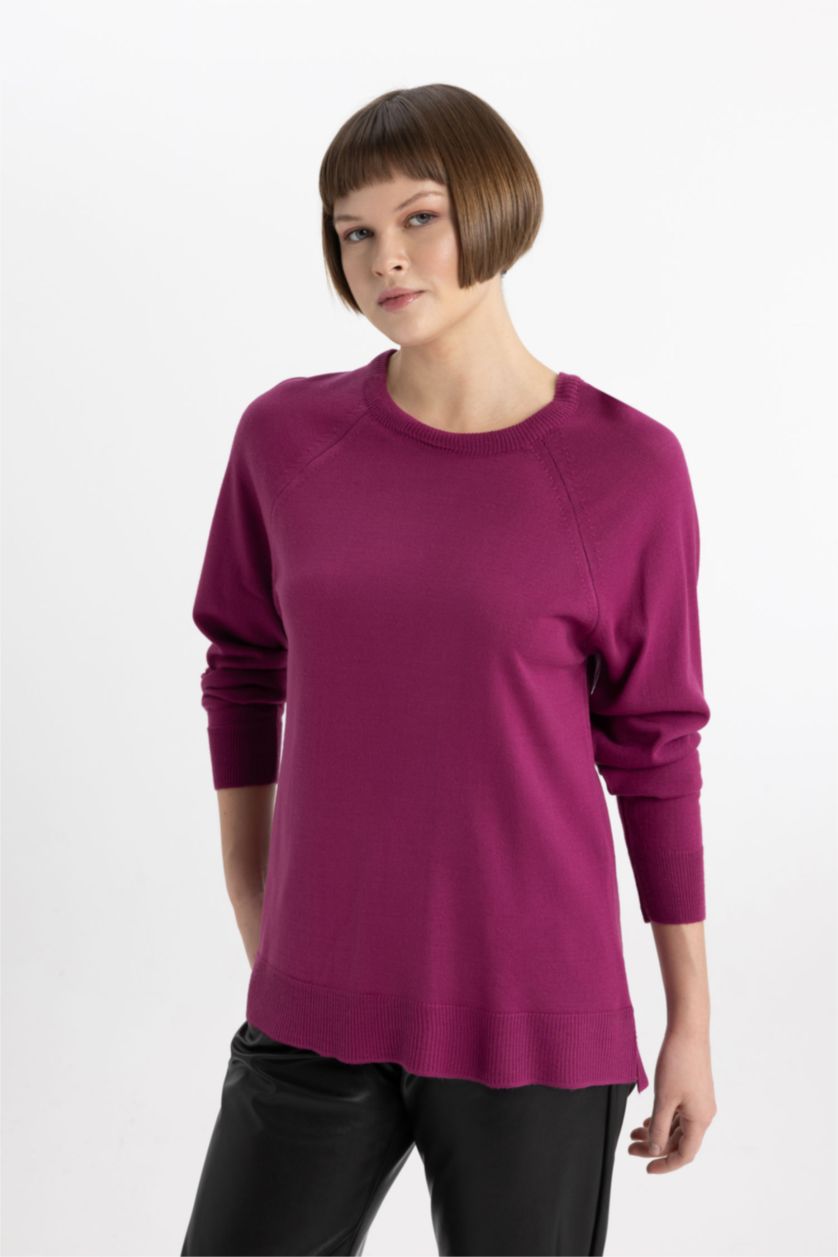 Woman Fushsia Relax Fit Knitwear Pullover