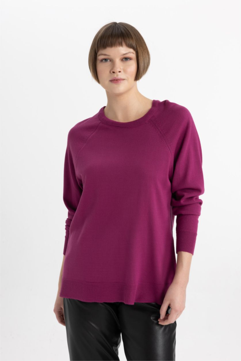 Woman Fushsia Relax Fit Knitwear Pullover