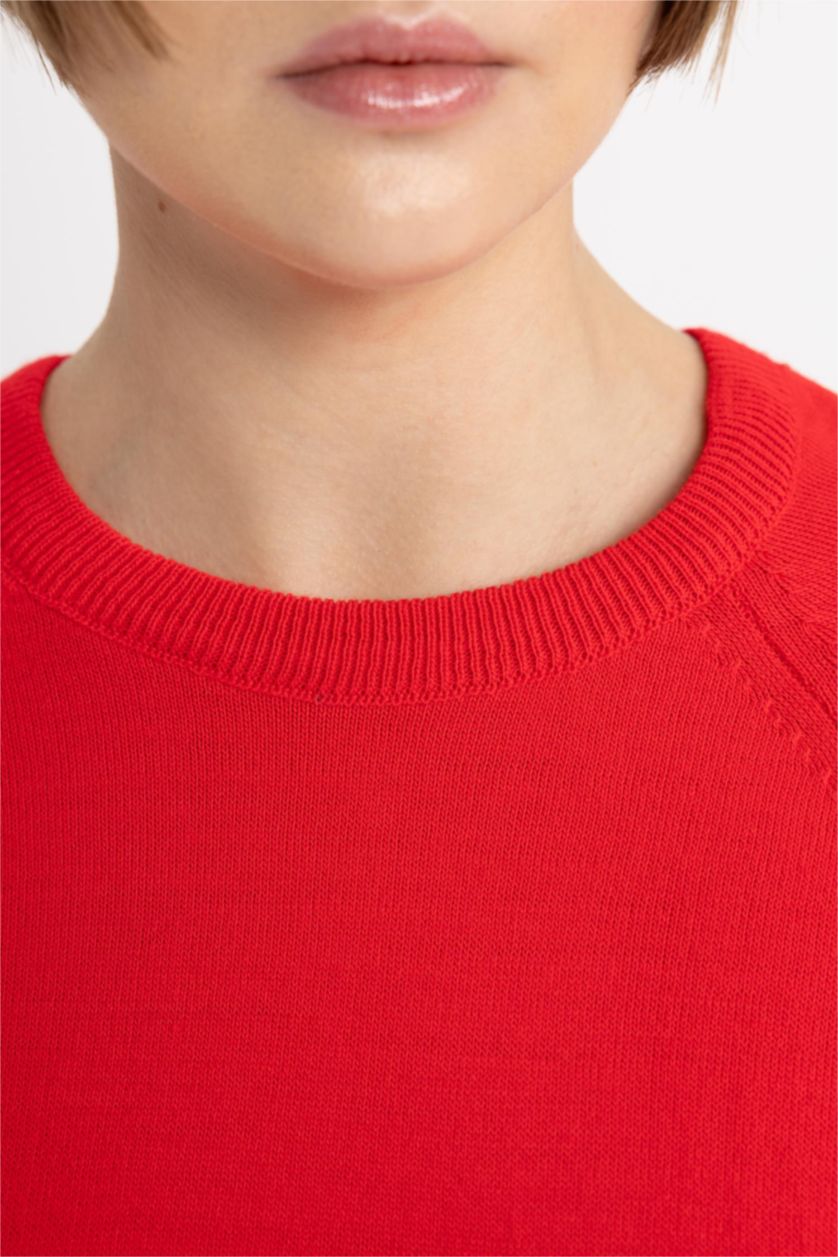 Kadın Fuşya Relax Fıt Triko Kazak