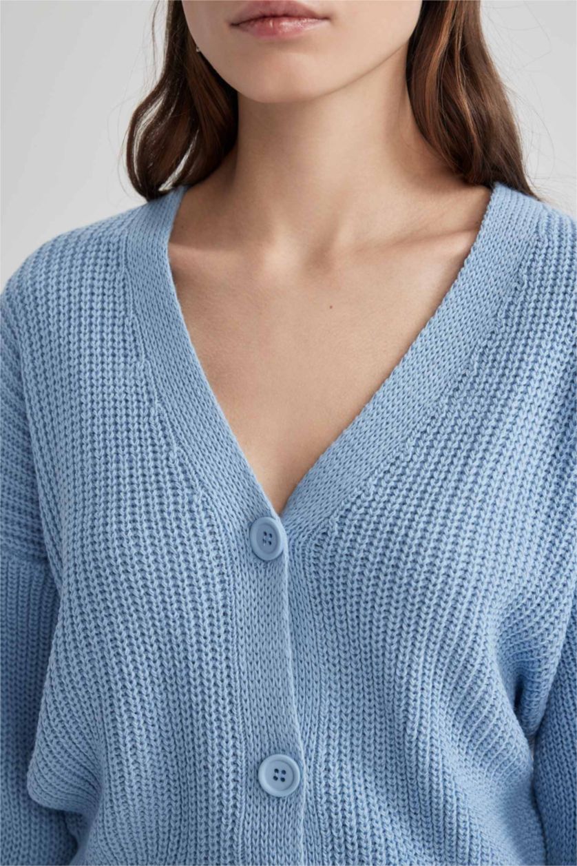 Kadın Açık Mavi Regular Fıt Hırka