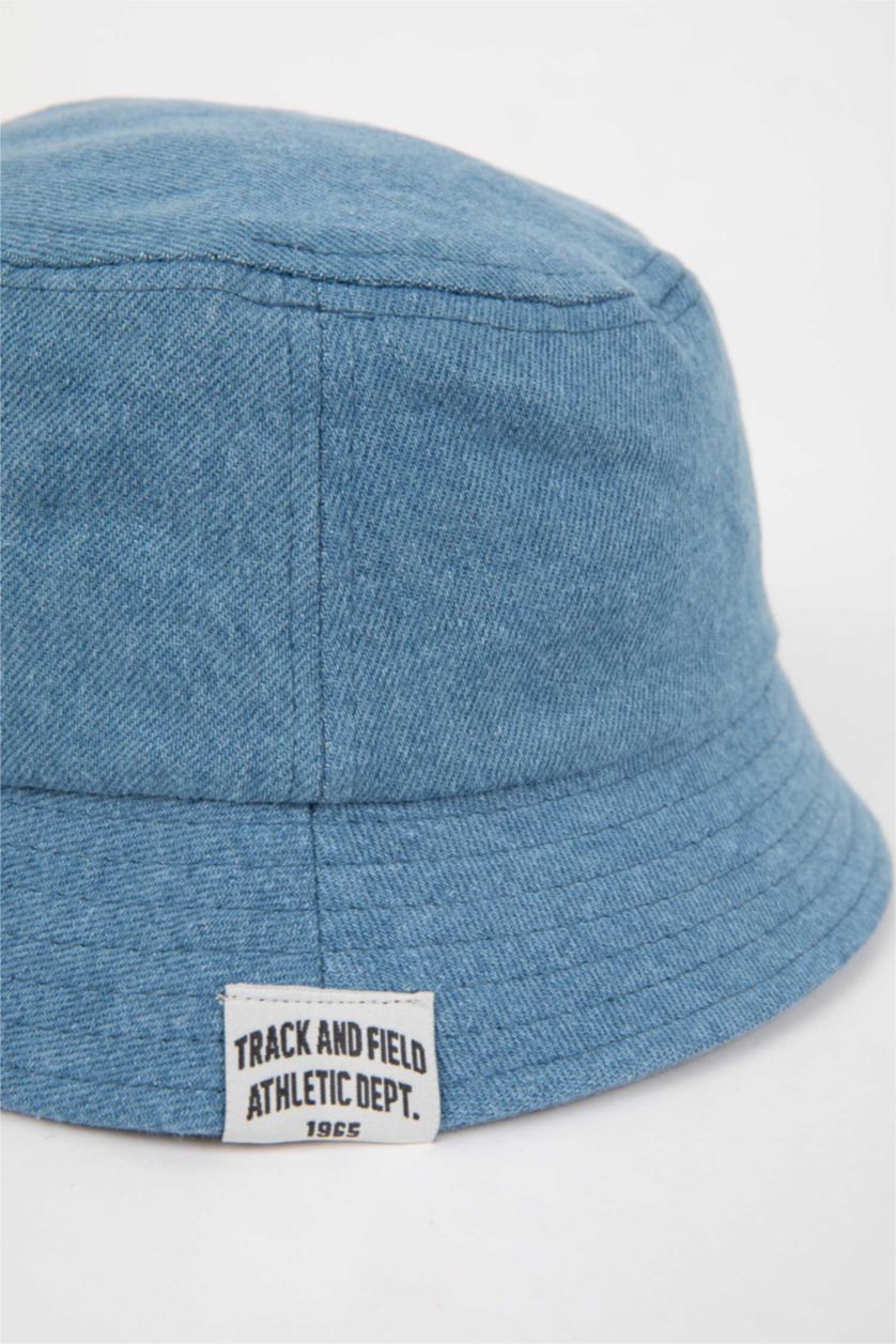 أولاد أزرق Boy Label Printed Jean Bucket Hat
