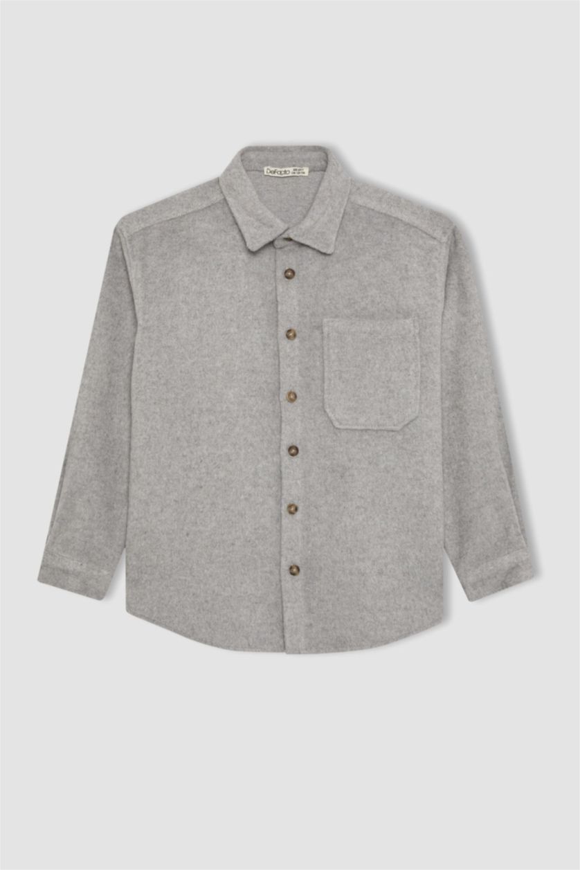 GARÇONS Gris Clair Chemise Oversize à Manches Longues Coton à L'Aspect Laine Pour Garçon