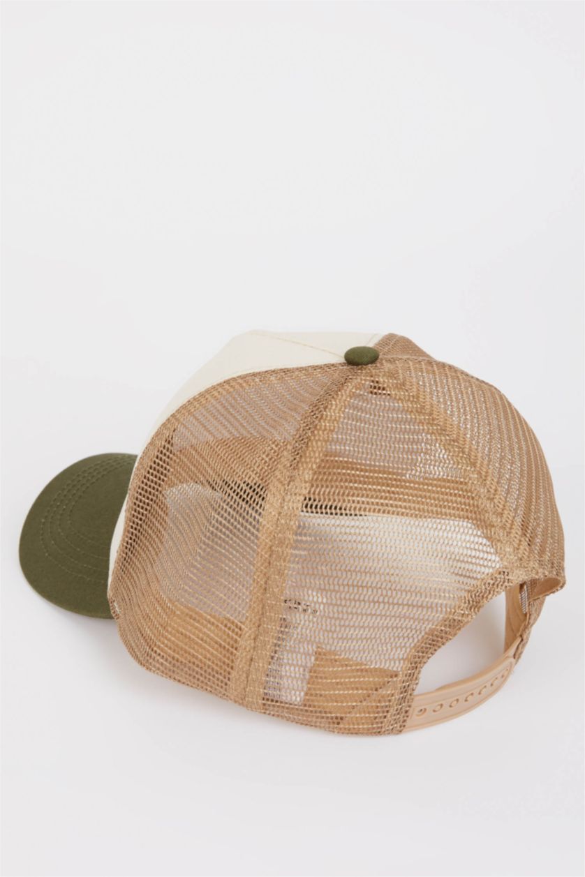 Men Light Green Man Label Printed Woven Baseball Basketball Denim Cap