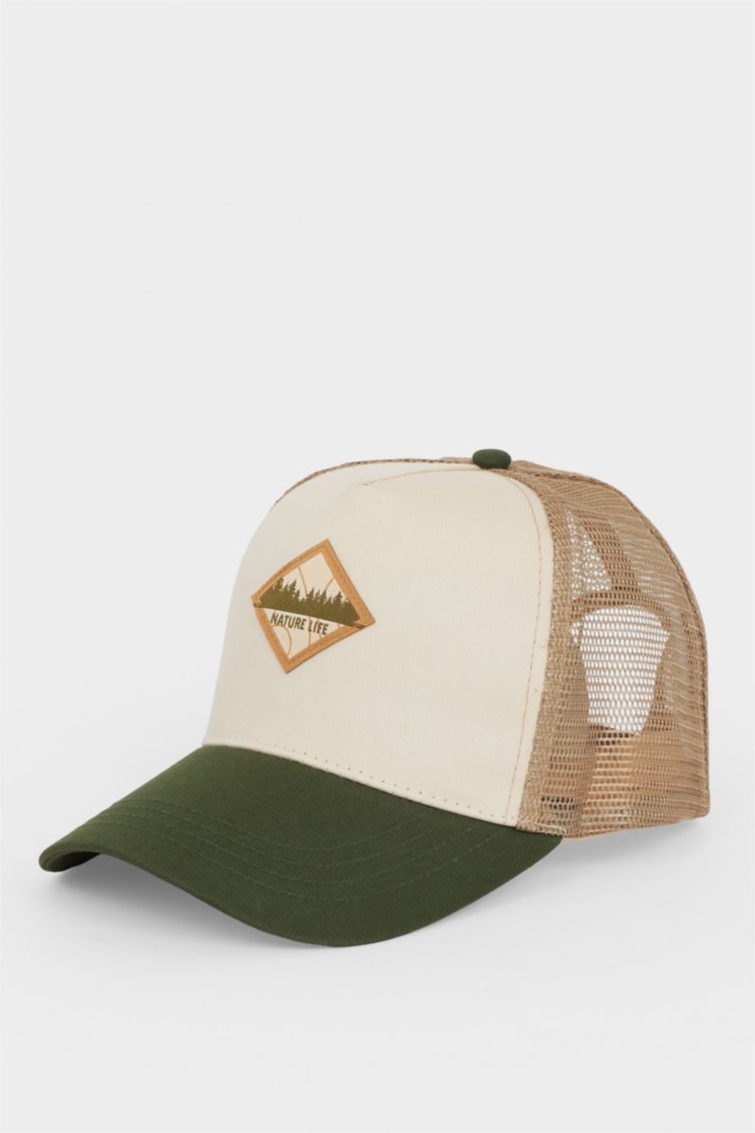 Erkek Açık Yeşil Erkek Etiket Baskılı Jean Beyzbol Basketbol Şapkası