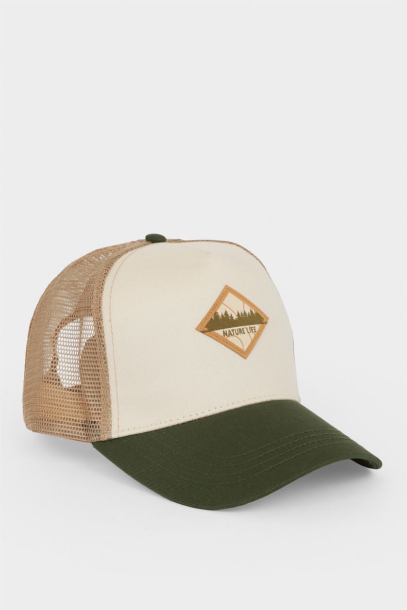 Erkek Açık Yeşil Erkek Etiket Baskılı Jean Beyzbol Basketbol Şapkası