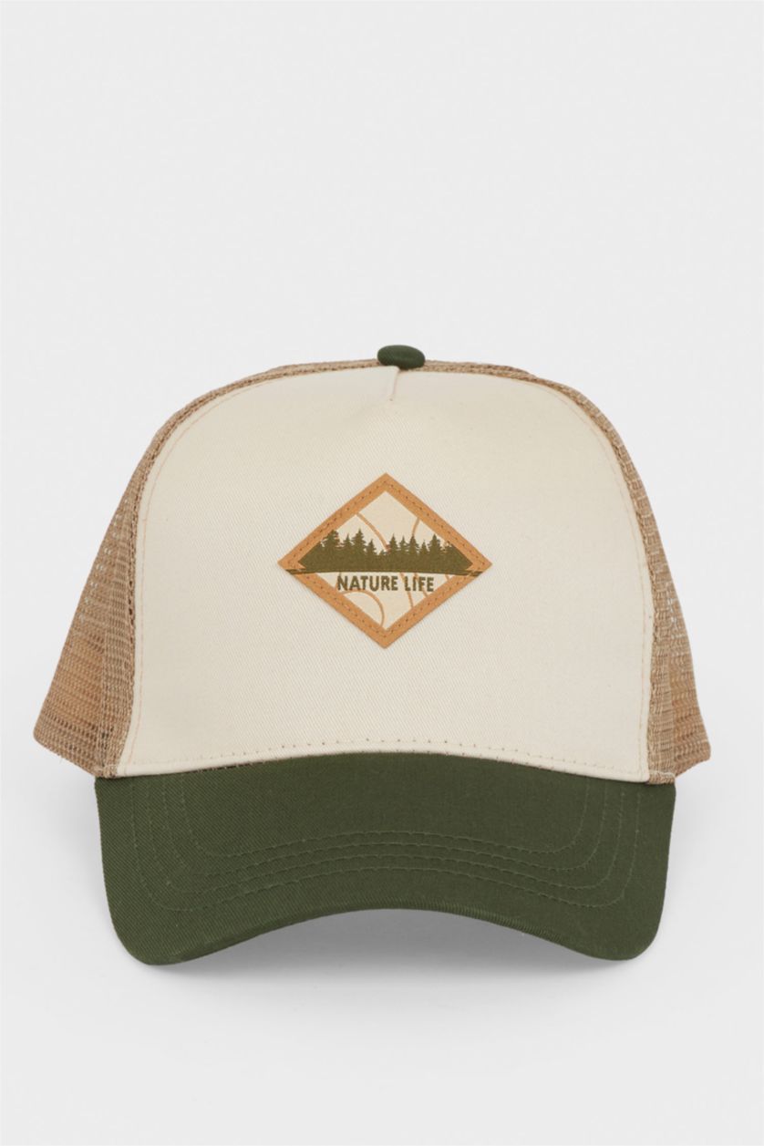 Erkek Açık Yeşil Erkek Etiket Baskılı Jean Beyzbol Basketbol Şapkası