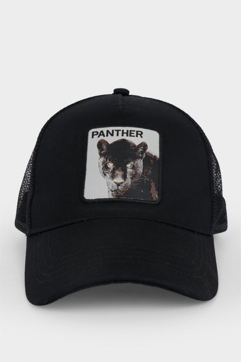 Erkek Siyah Erkek Etiket Baskılı Dokuma Beyzbol Basketbol Şapkası