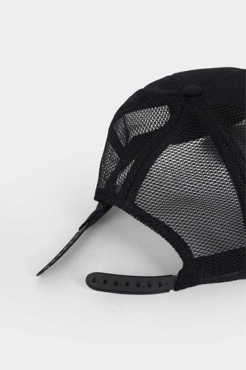 Erkek Siyah Erkek Etiket Baskılı Dokuma Beyzbol Basketbol Şapkası