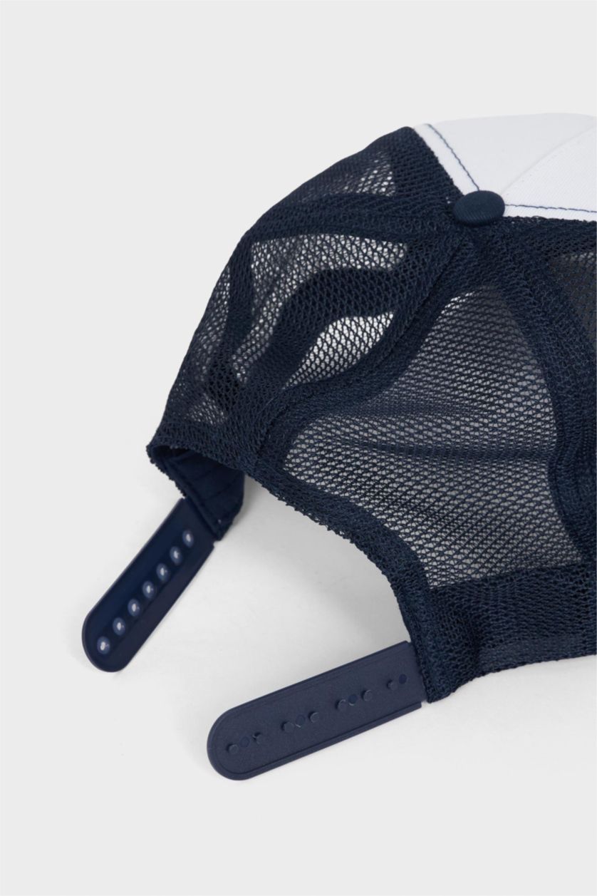 Erkek Lacivert Erkek Etiket Baskılı Dokuma Beyzbol Basketbol Şapkası