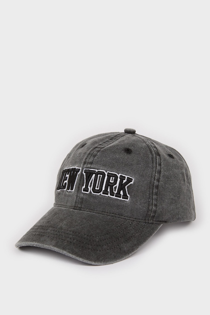 Erkek Antrasit Unisex Nakışlı Jean Beyzbol Basketbol Şapkası
