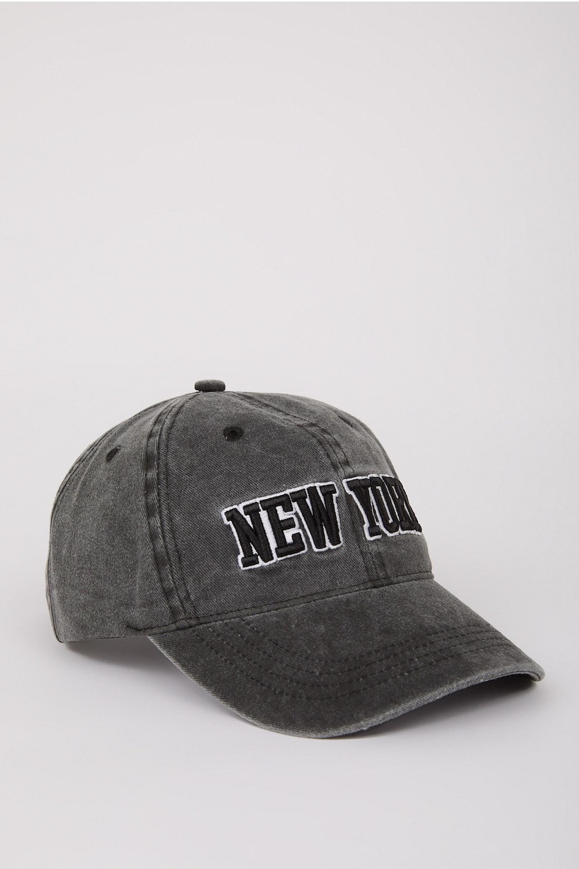 Erkek Antrasit Unisex Nakışlı Jean Beyzbol Basketbol Şapkası