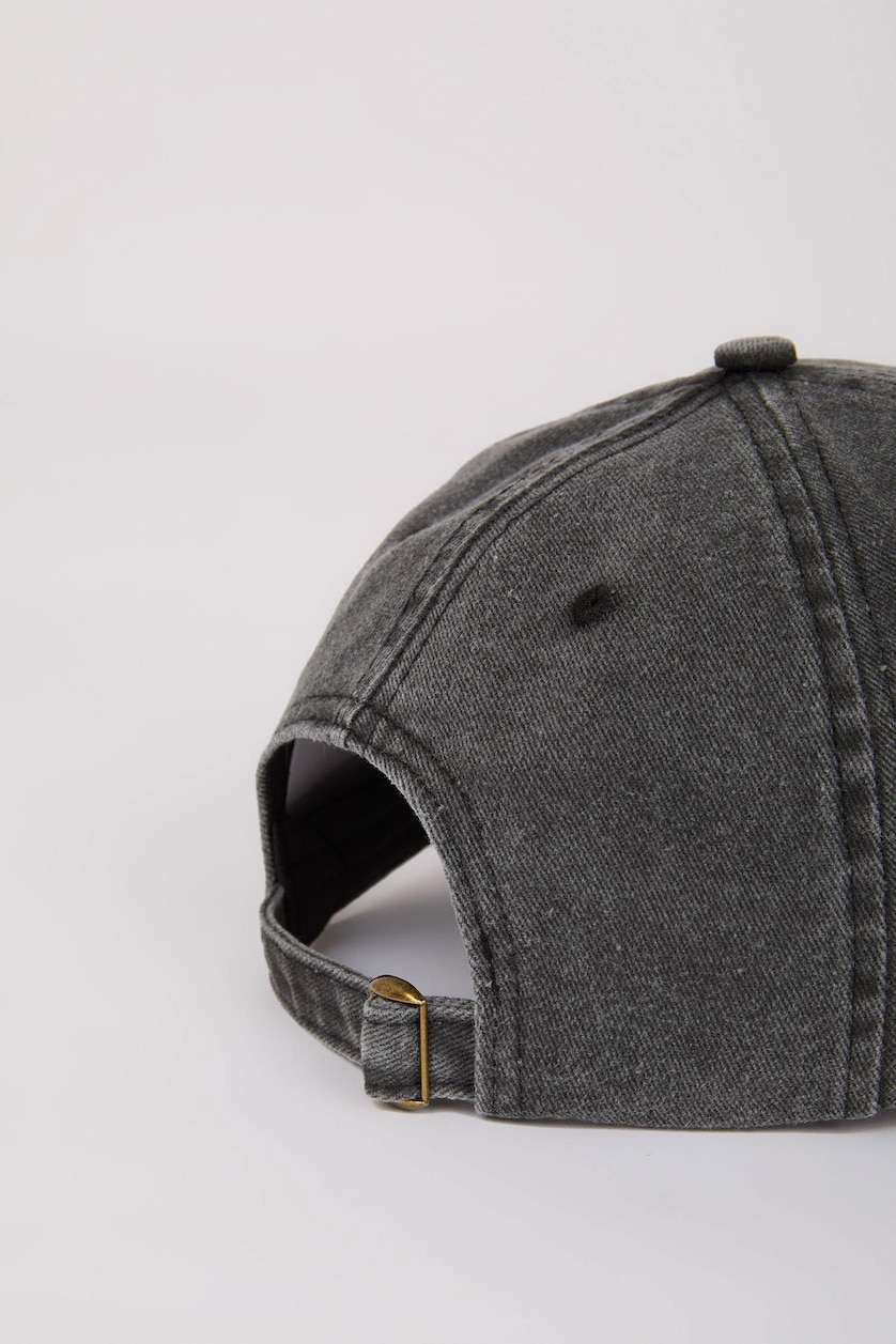 Erkek Antrasit Unisex Nakışlı Jean Beyzbol Basketbol Şapkası