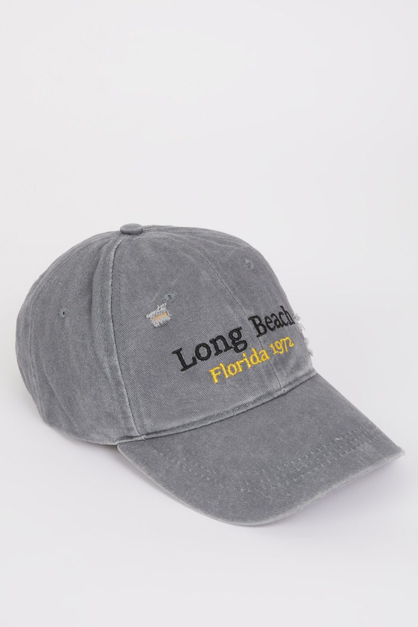 رجال رمادي فاتح شفقة كاب جينز رجالي مطرز