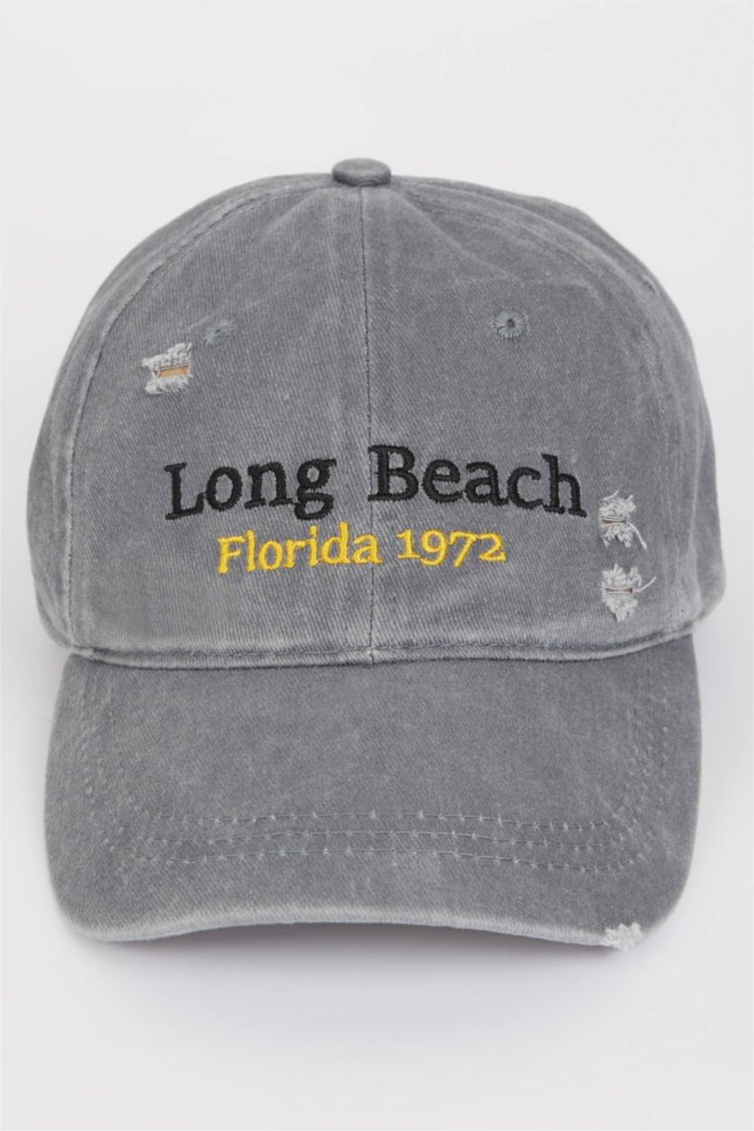 رجال رمادي فاتح شفقة كاب جينز رجالي مطرز