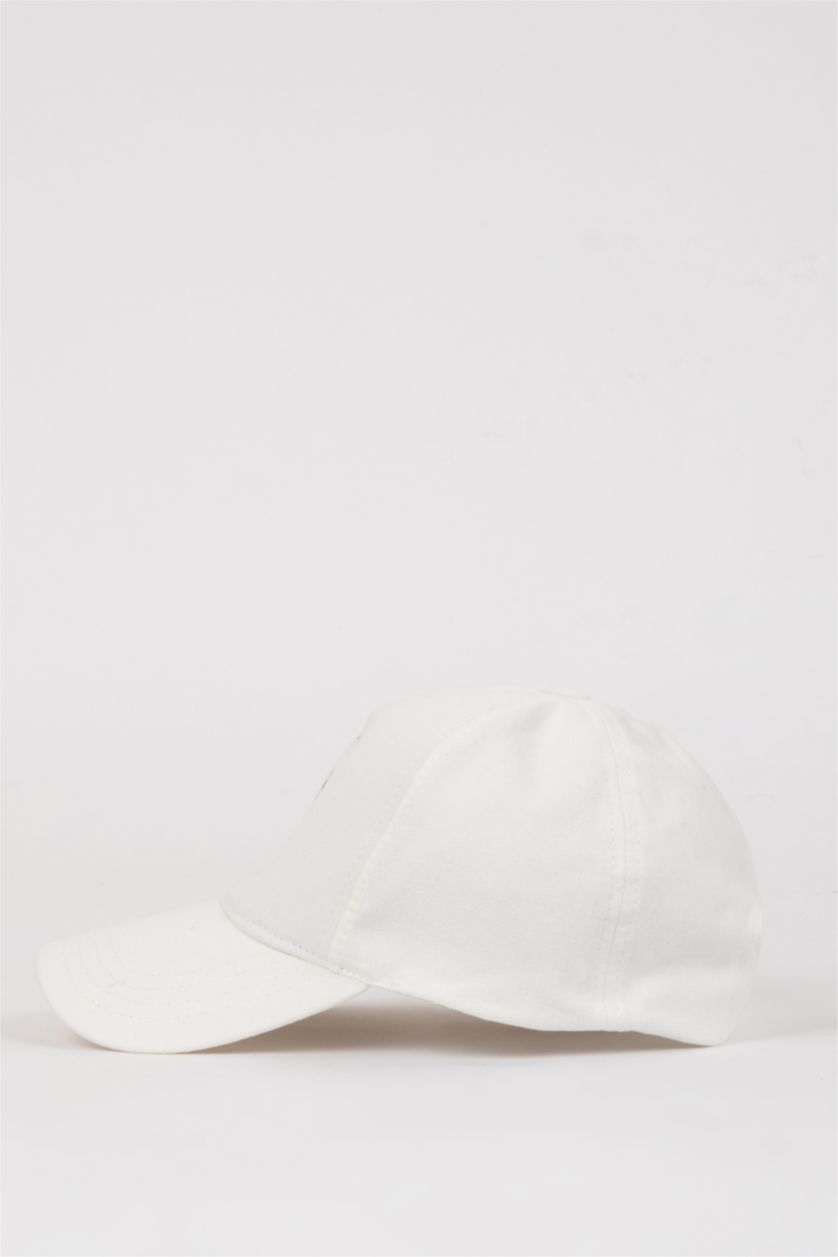 Erkek Beyaz Erkek Nakışlı Pamuklu Cap Şapka