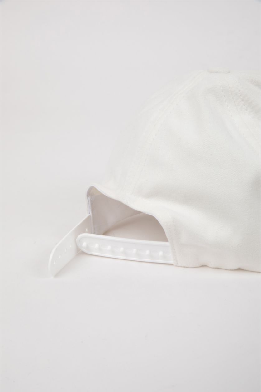 Erkek Beyaz Erkek Nakışlı Pamuklu Cap Şapka