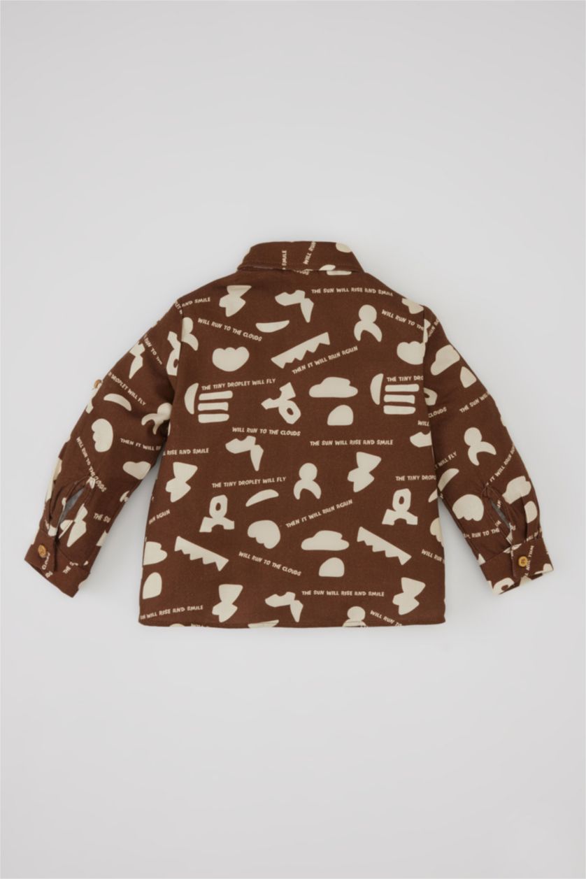 Baby Boy Brown Baby Boy Twill Long Sleeve Patterned Shirt