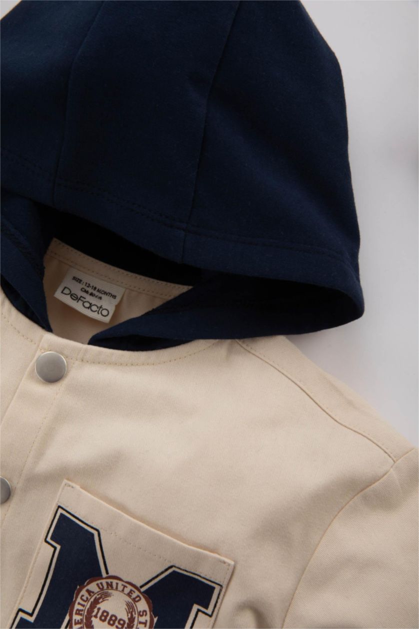 BÉBÉ GARÇON Beige Clair Chemise Twill Manches Longues à Capuche Pour Bébé Garçon