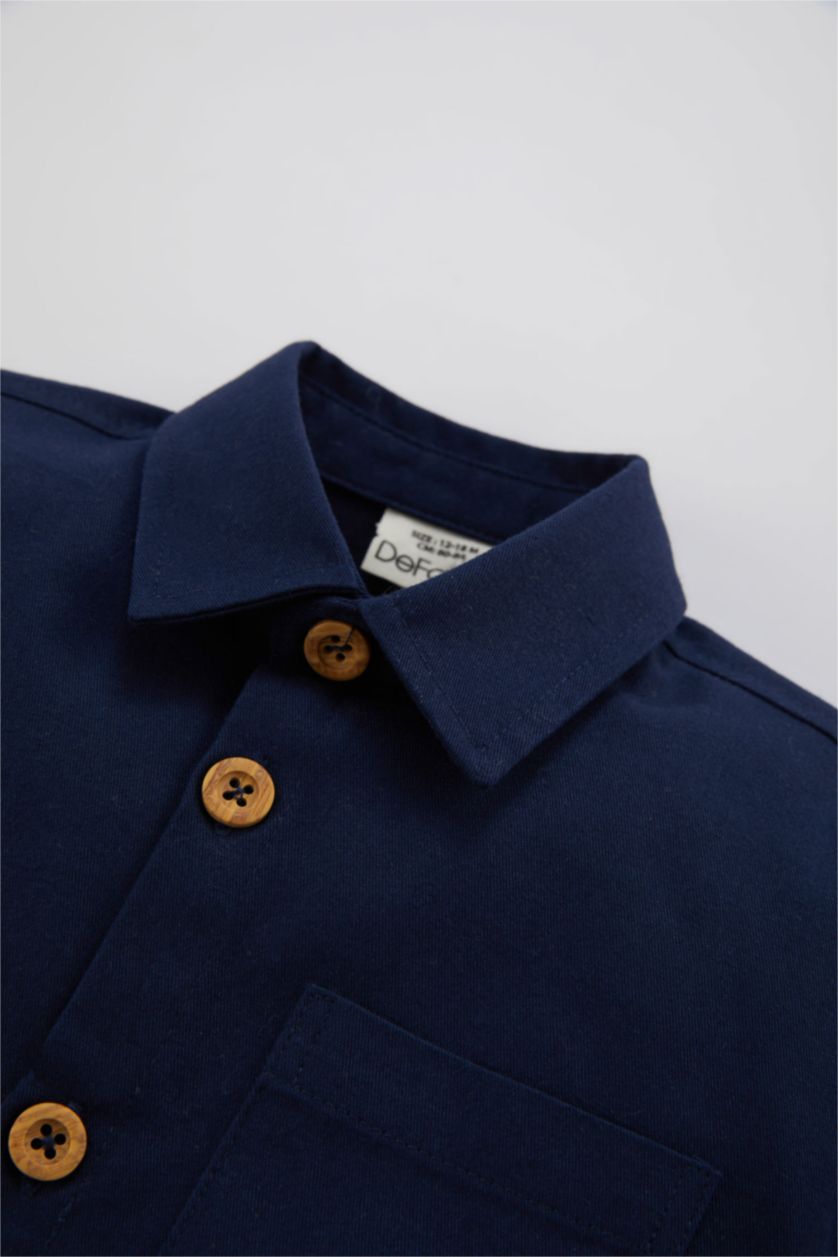 BÉBÉ GARÇON Marin Chemise Twill Manches Longues Pour Bébé Garçon