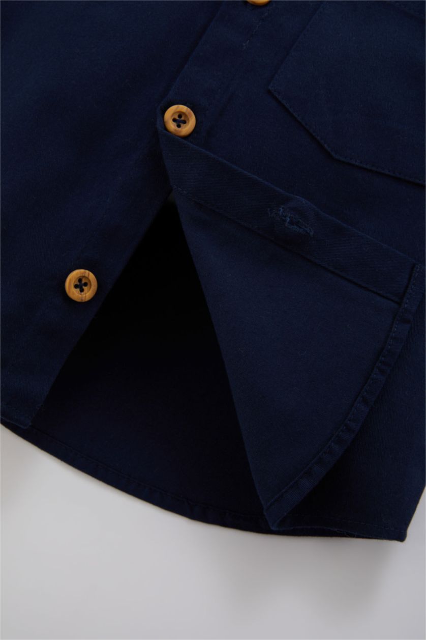 BÉBÉ GARÇON Marin Chemise Twill Manches Longues Pour Bébé Garçon