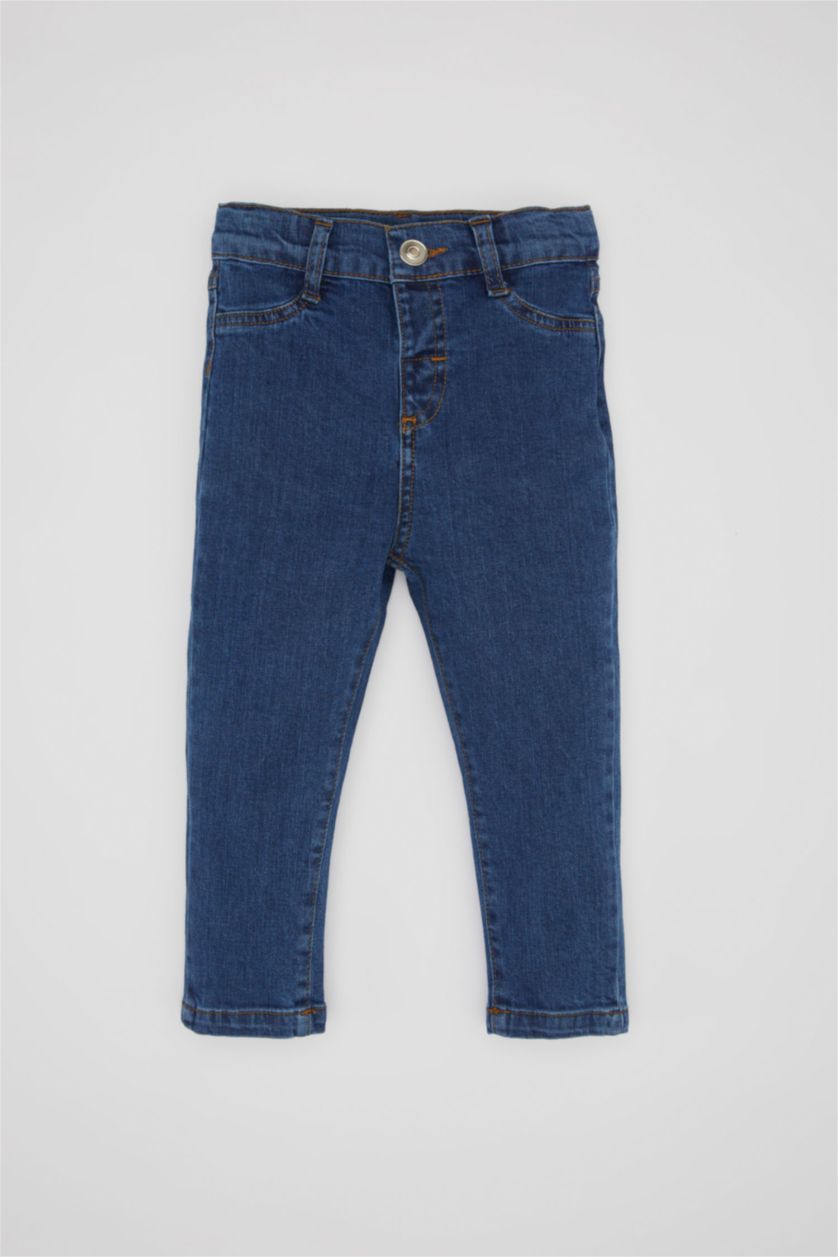 Erkek Bebek Ekru Erkek Bebek 2'li Takım Kaplan Baskılı Sweatshirt Jean Pantolon