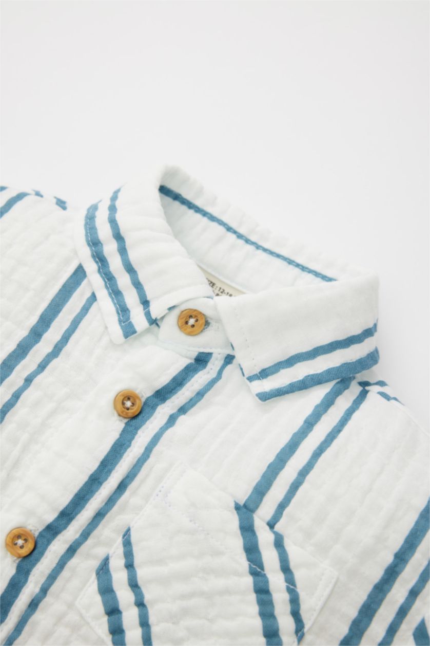 BÉBÉ GARÇON Écru Ensemble De Chemise à Rayures et Pantalon Pour Bébé Garçon - 2 Pièces