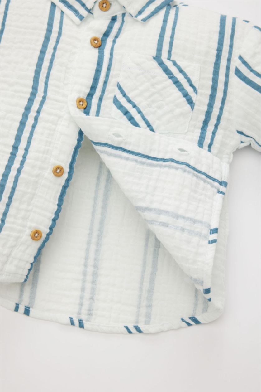 BÉBÉ GARÇON Écru Ensemble De Chemise à Rayures et Pantalon Pour Bébé Garçon - 2 Pièces