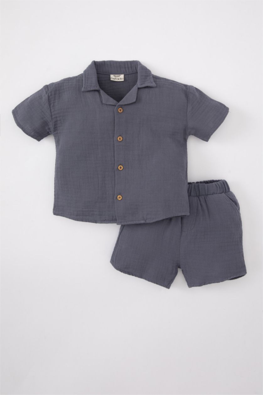 BABY BOY Grey Baby Boy Short Sleeve Shirt Shorts 2 Piece Set