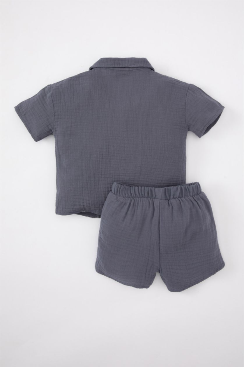 BABY BOY Grey Baby Boy Short Sleeve Shirt Shorts 2 Piece Set
