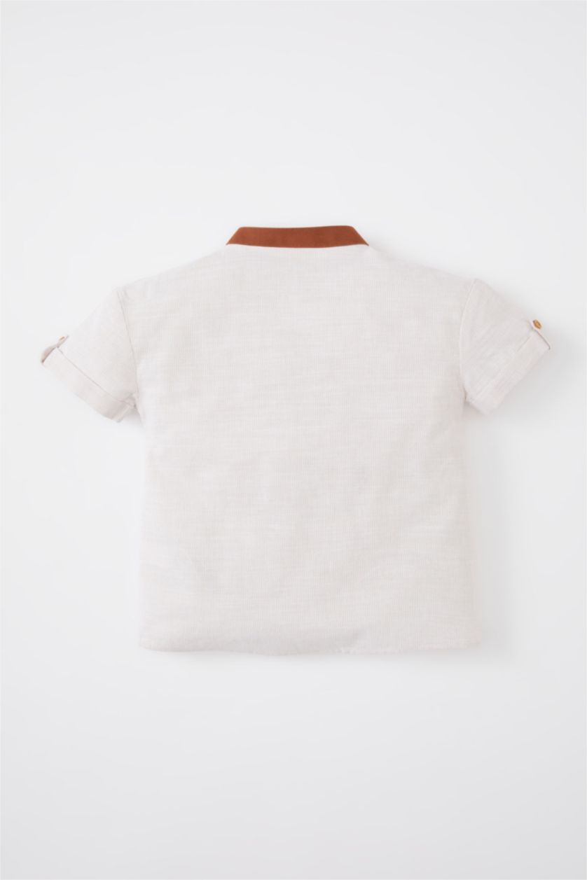 BÉBÉ GARÇON Écru Chemise à Manches Courtes en Popeline Pour Bébé Garçon