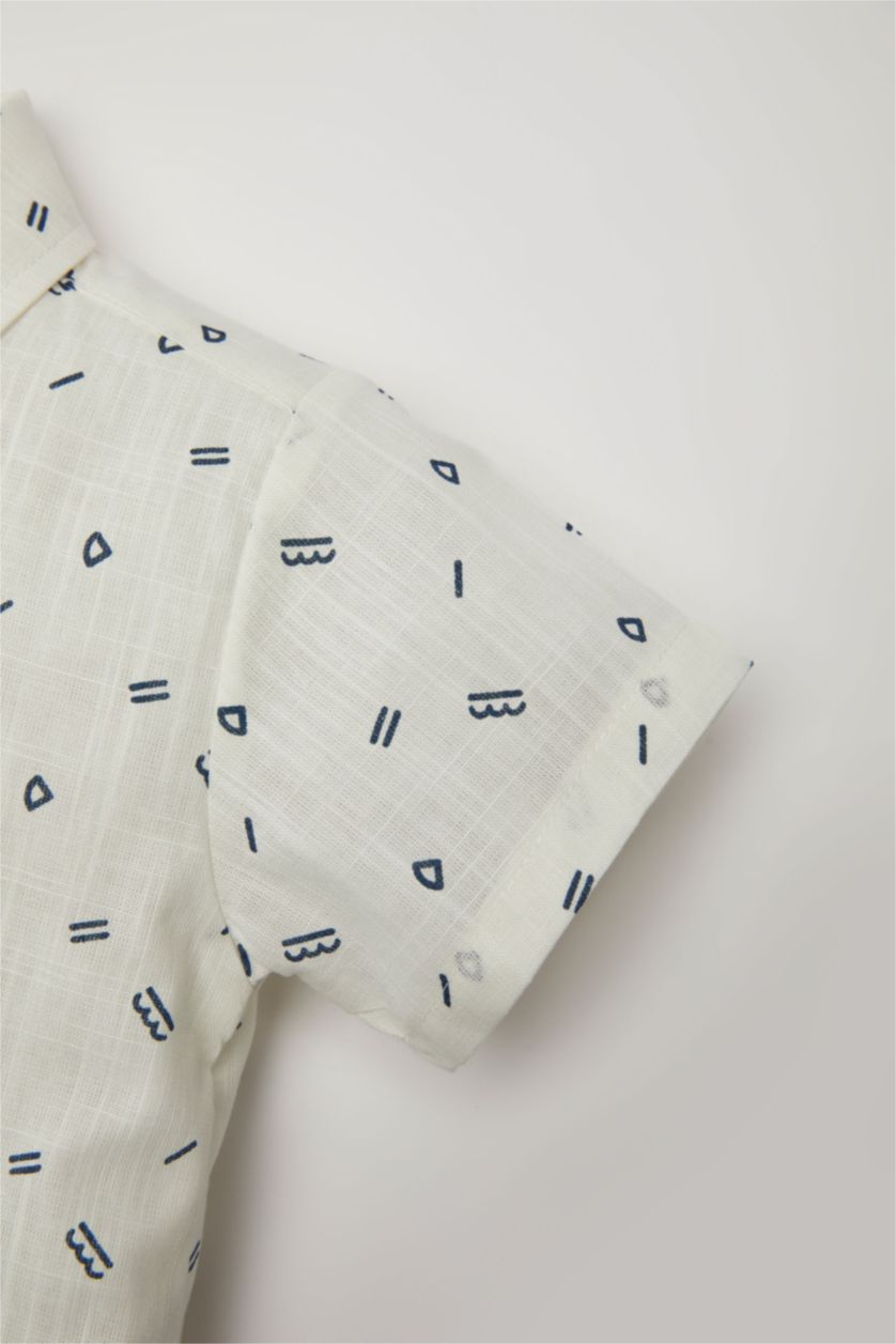 Baby Boy White Baby Boy Shirt Collar Flared Poplin Short Sleeve Shirt