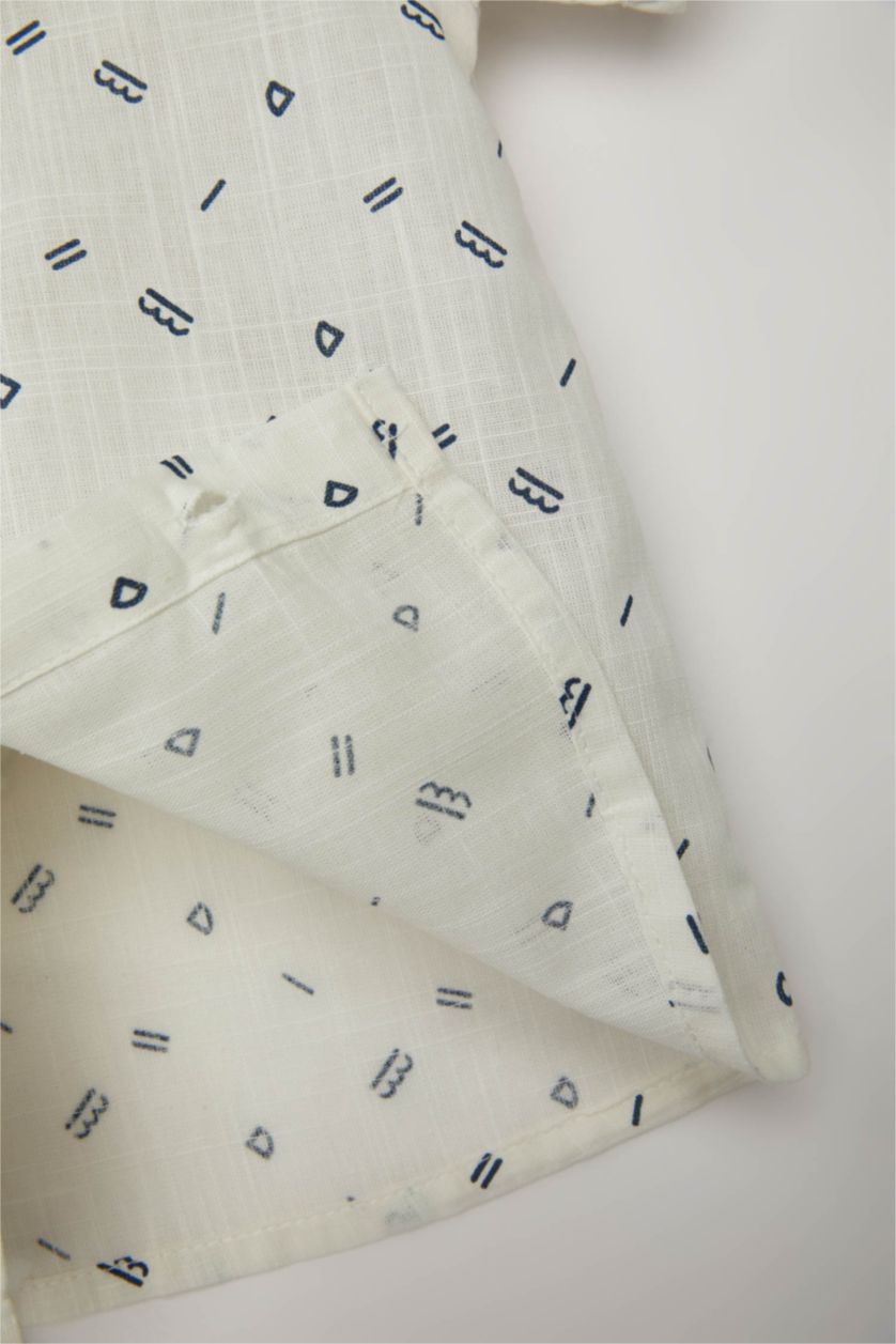 Baby Boy White Baby Boy Shirt Collar Flared Poplin Short Sleeve Shirt