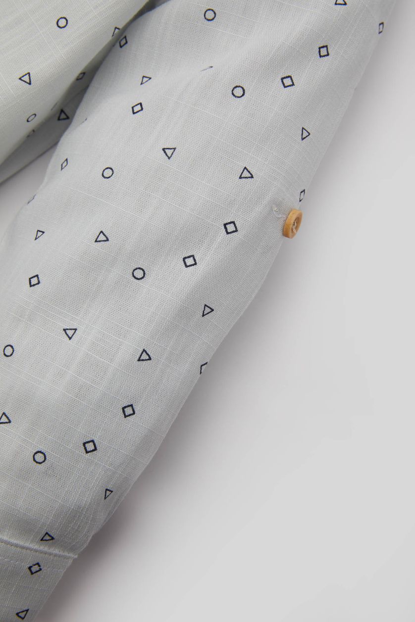 Erkek Bebek Açık Mavi Erkek Bebek Vual Uzun Kollu Desenli Gömlek