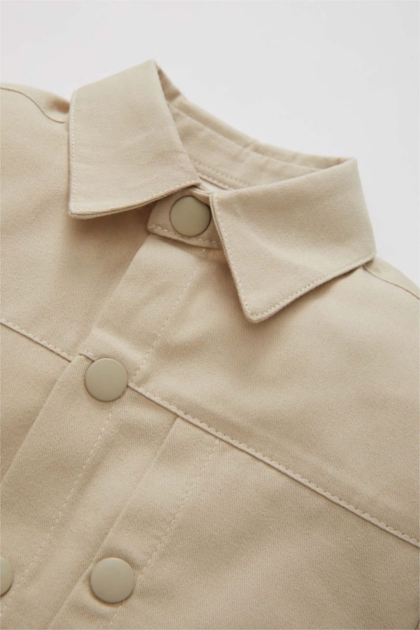 BÉBÉ GARÇON Beige Chemise en Gabardine Imprimé à Manches Longues pour Bébé Garçon
